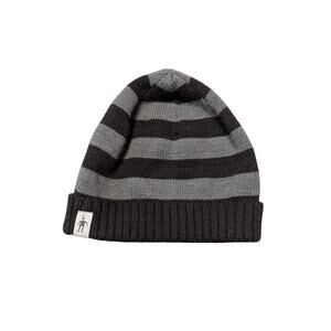 Smartwool Knit Beanie Merino Wool Striped Gray Black Cuffed Hat